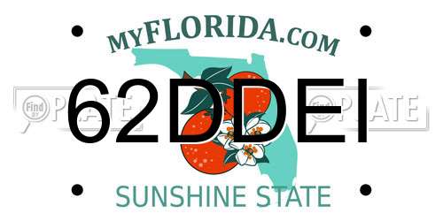 62DDEI Florida License Plate