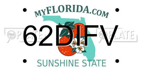 62DIFV Florida License Plate