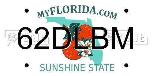 62DLBM Florida License Plate