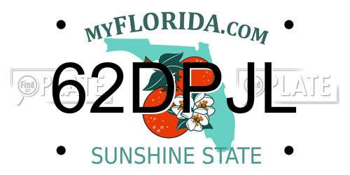 62DPJL Florida License Plate