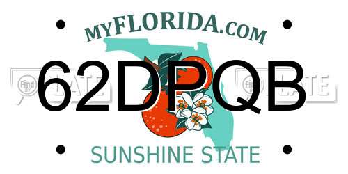 62DPQB Florida License Plate
