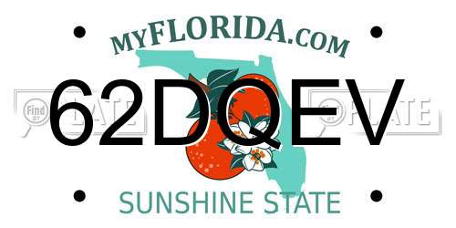 62DQEV Florida License Plate