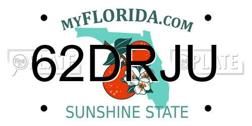 62DRJU Florida License Plate