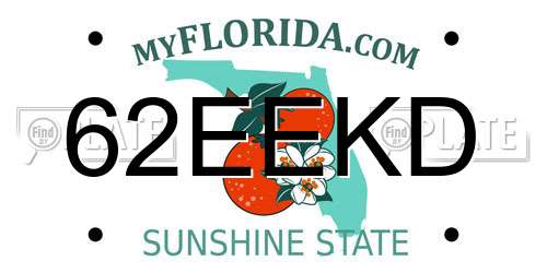 62EEKD Florida License Plate