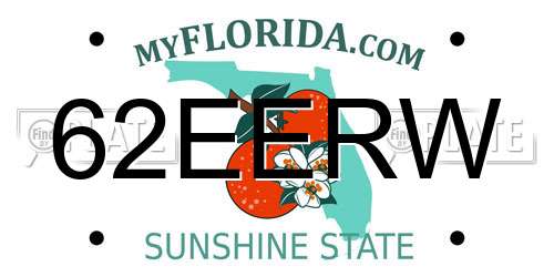 62EERW Florida License Plate