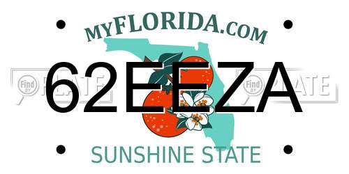 62EEZA Florida License Plate