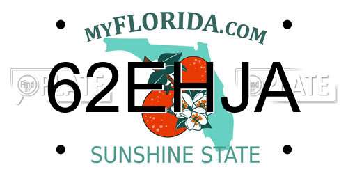 62EHJA Florida License Plate