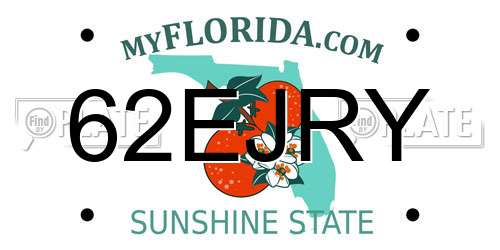 62EJRY Florida License Plate