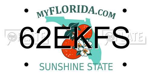62EKFS Florida License Plate
