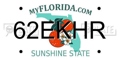 62EKHR Florida License Plate