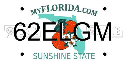 62ELGM Florida License Plate