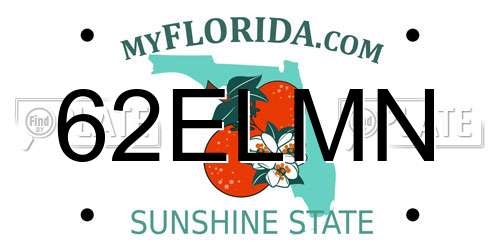 62ELMN Florida License Plate