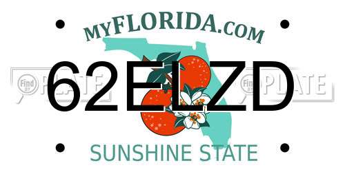 62ELZD Florida License Plate
