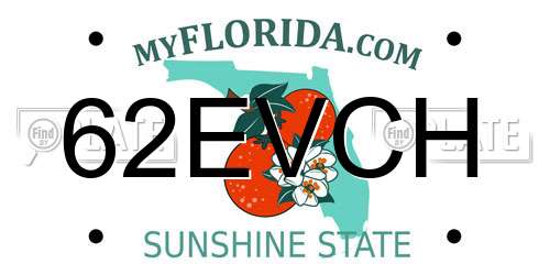 62EVCH Florida License Plate