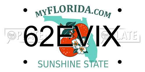 62EVIX Florida License Plate