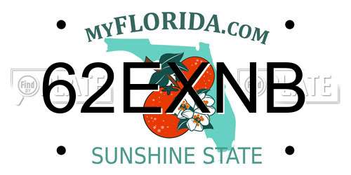 62EXNB Florida License Plate