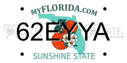 62EYYA Florida License Plate