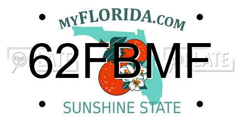 62FBMF Florida License Plate