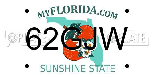 62GJW Florida License Plate