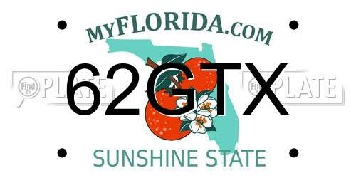 62GTX Florida License Plate