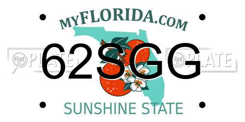 62SGG Florida License Plate