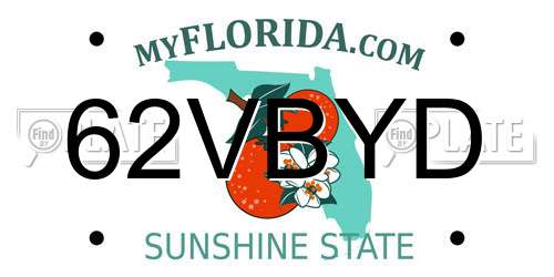 62VBYD Florida License Plate