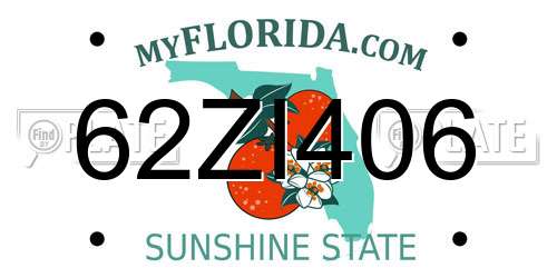 62ZI406 Florida License Plate