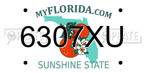 6307XU Florida License Plate
