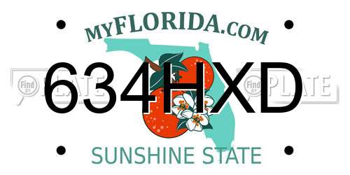 634HXD Florida License Plate