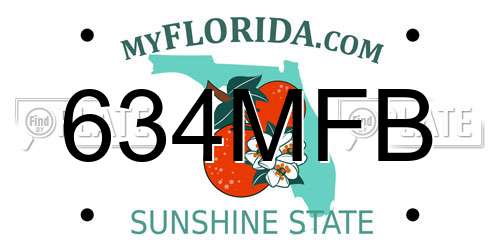 634MFB Florida License Plate