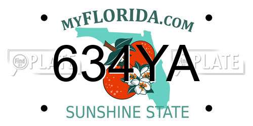 634YA Florida License Plate