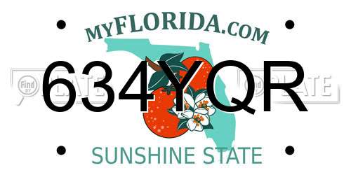634YQR Florida License Plate