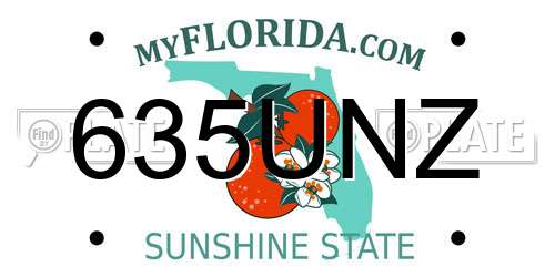 635UNZ Florida License Plate