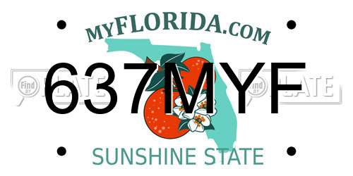 637MYF Florida License Plate