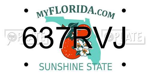 637RVJ Florida License Plate