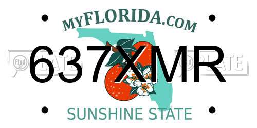 637XMR Florida License Plate