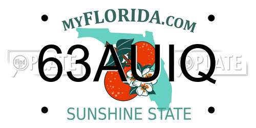 63AUIQ Florida License Plate