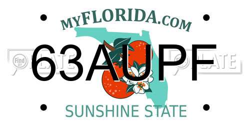 63AUPF Florida License Plate