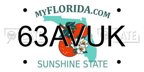 63AVUK Florida License Plate