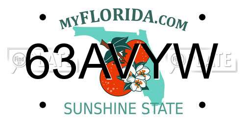 63AVYW Florida License Plate