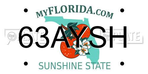 63AYSH Florida License Plate