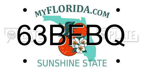 63BFBQ Florida License Plate