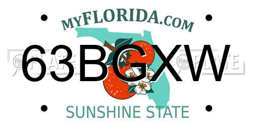 63BGXW Florida License Plate