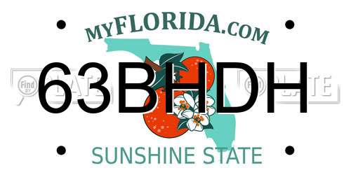 63BHDH Florida License Plate