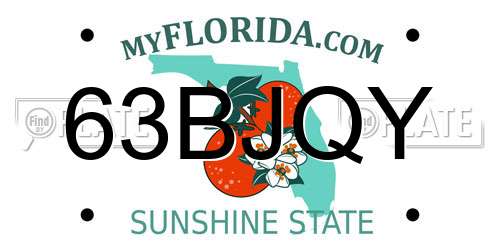 63BJQY Florida License Plate