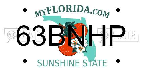 63BNHP Florida License Plate