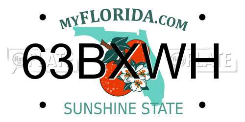 63BXWH Florida License Plate