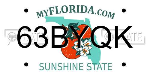 63BYQK Florida License Plate