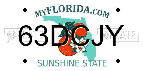 63DCJY Florida License Plate