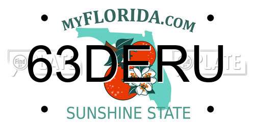 63DERU Florida License Plate